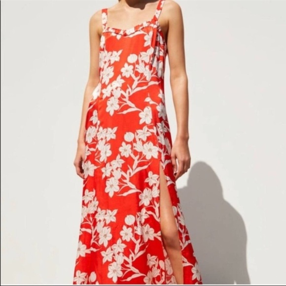 🔥ZARA| Satin Print Dress with side slit - Picture 3 of 6